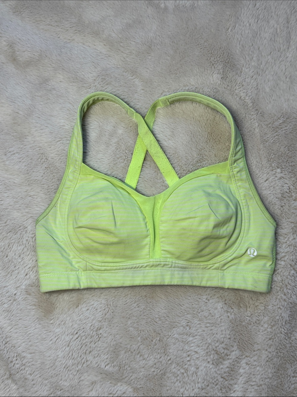 Lululemon Yellow Stripe Clip Bra Size 34C